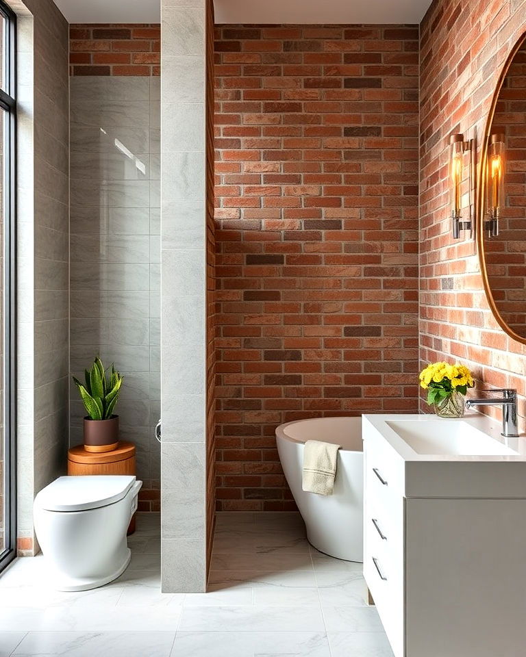 brick wall partition for bathroom - 20 Bathroom Partition Ideas