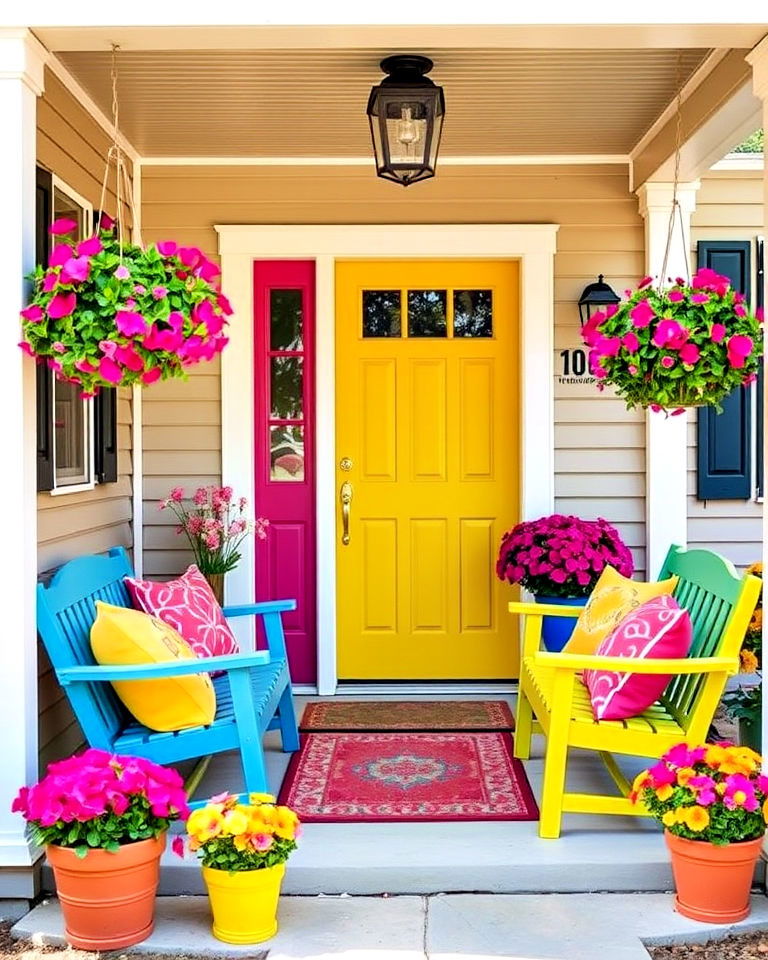 bright and colorful porch ideas - 25 Raised Ranch Front Porch Ideas