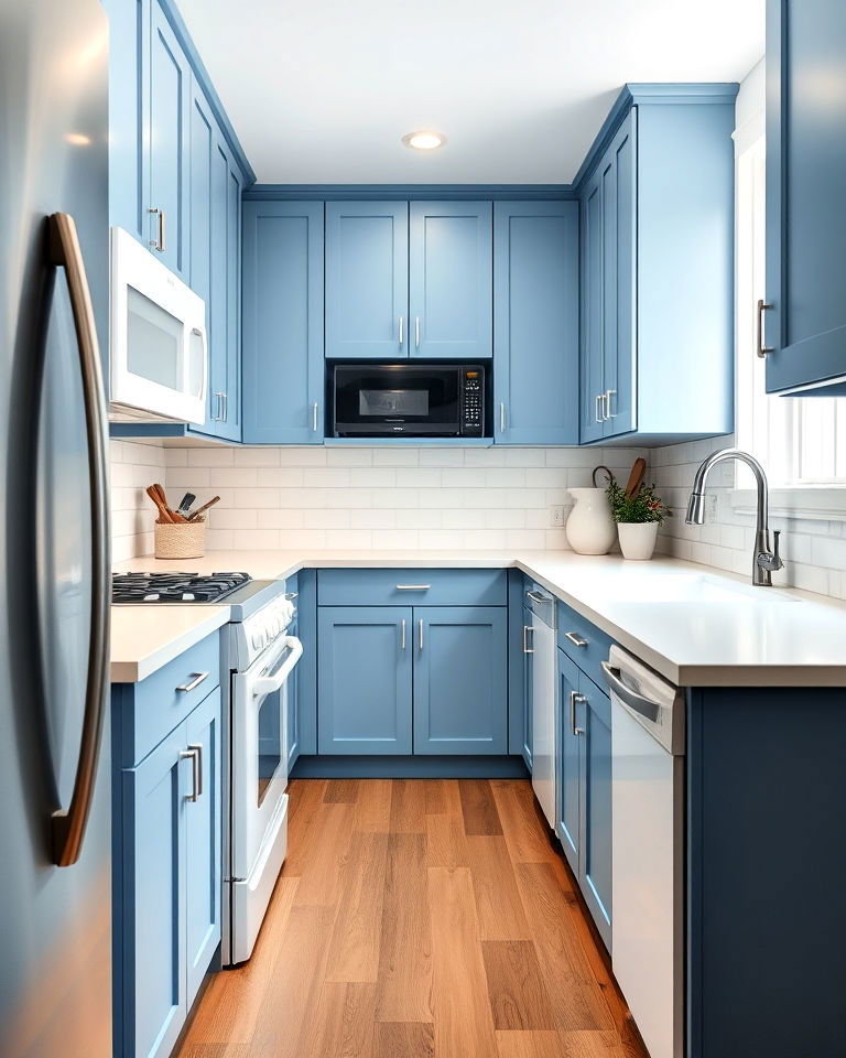 bright and modern galley kitchen - 40 Kitchen With White Appliances Ideas