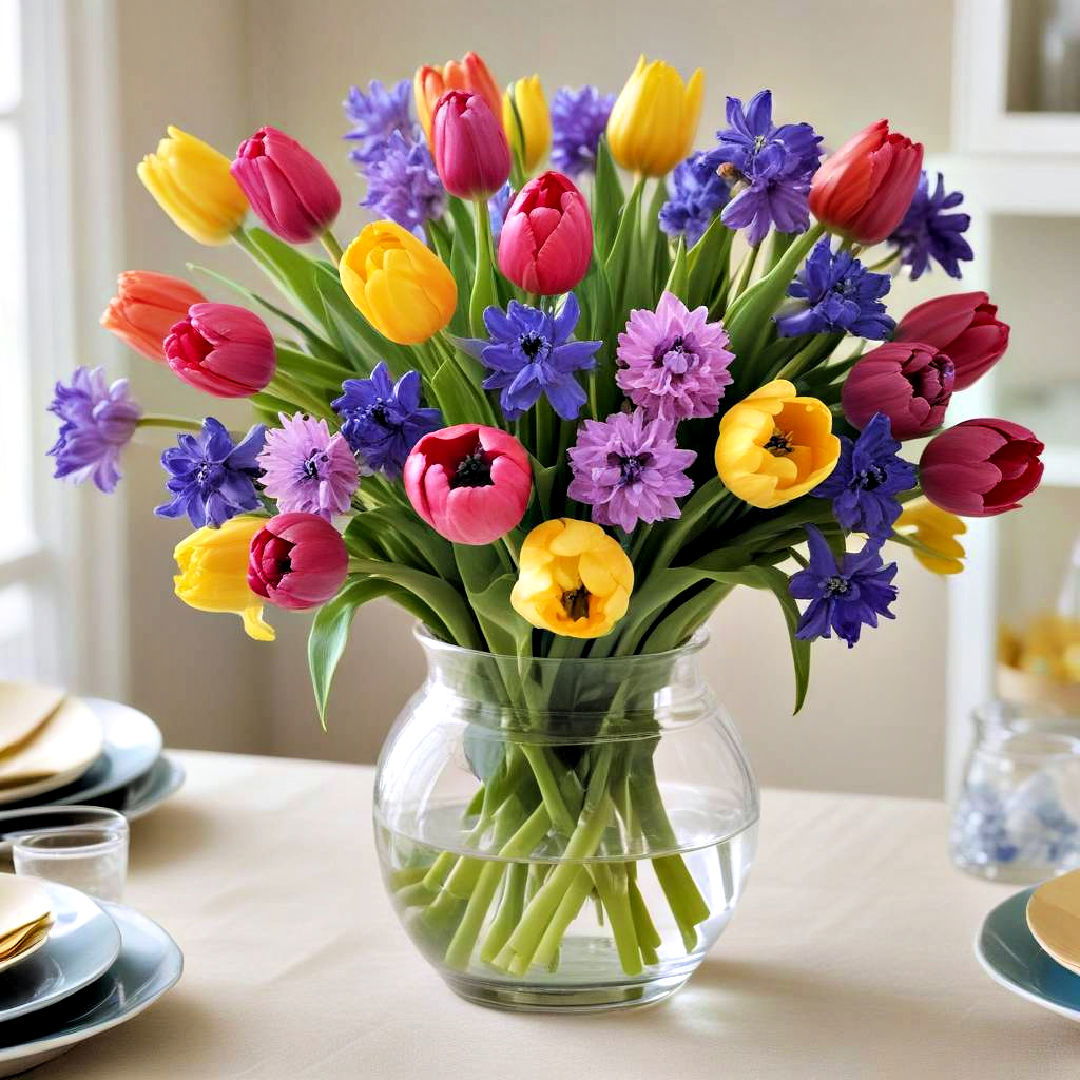 bright floral bouquet for spring centerpiece - 25 Spring Centerpiece Ideas