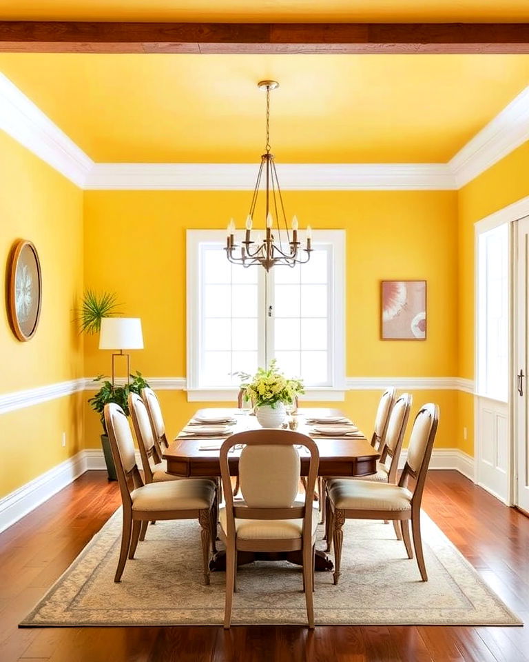 bright sunshine walls for yellow dining room - 20 Yellow Dining Room Ideas