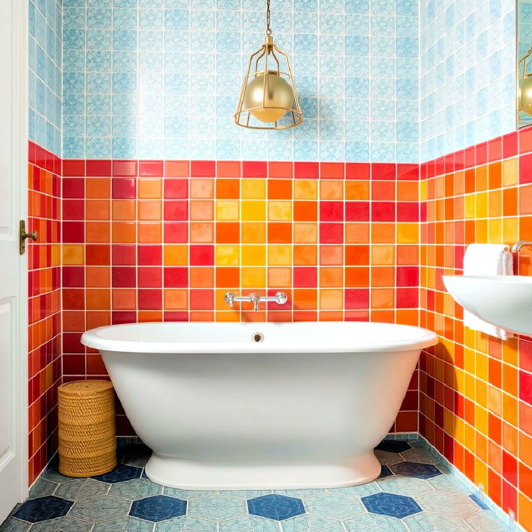 bright tiles for colorful bathroom - 25 Colorful Bathroom Ideas