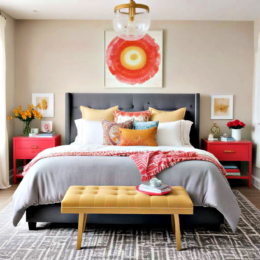 brighten up bedroom with bold colors - 40 Modern Bedroom Ideas