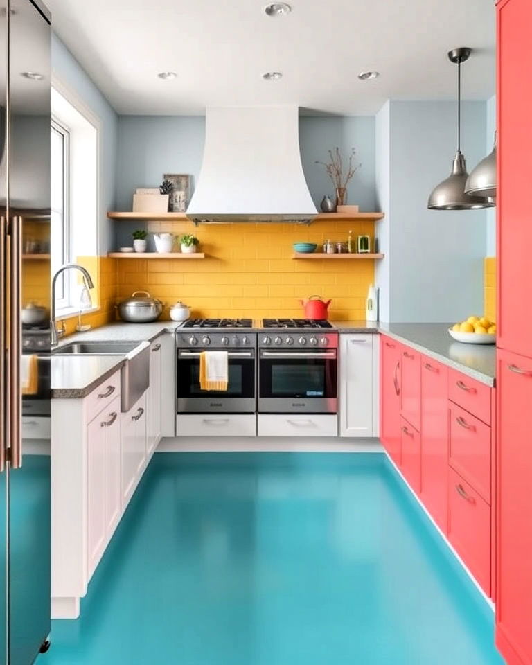 brightly colored linoleum flooring - 20 Linoleum Kitchen Flooring Ideas