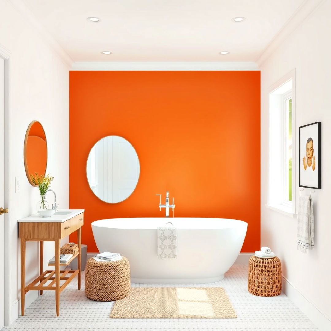 brightly painted accent wall for bathroom - 25 Colorful Bathroom Ideas