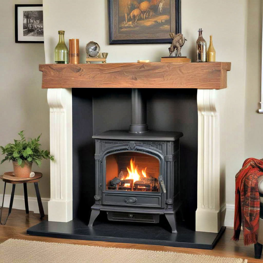 bring old world charm with cast iron stove fireplace - 40 Modern Fireplace Ideas