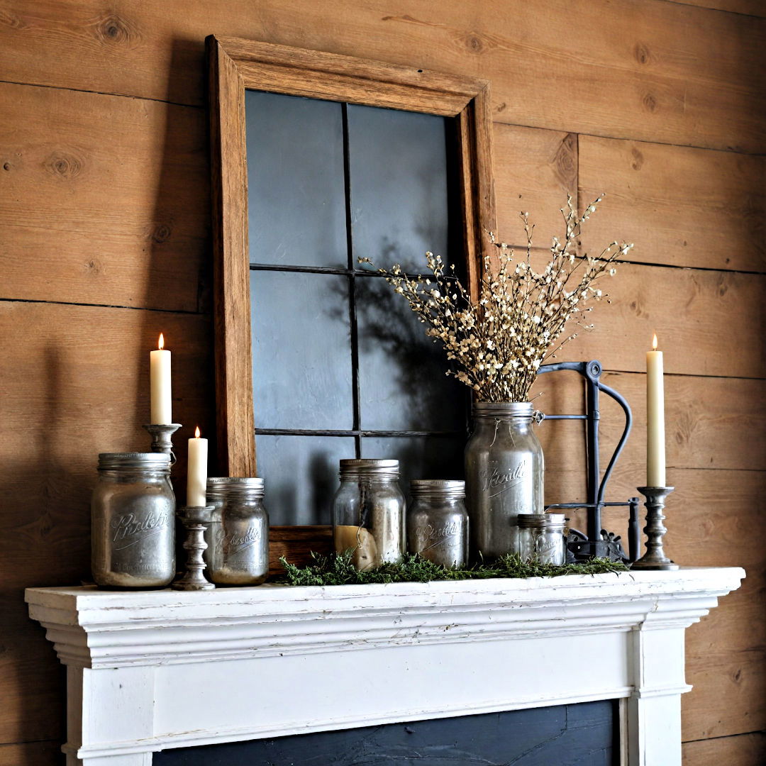 bring rustic charm with farmhouse chic mantel - 40 Mantel Decor Ideas