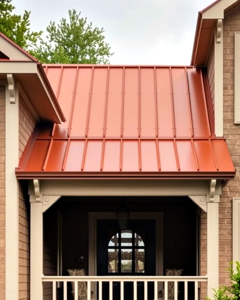 bronze toned metal roof for porch - 30 Metal Roof Porch Design Ideas