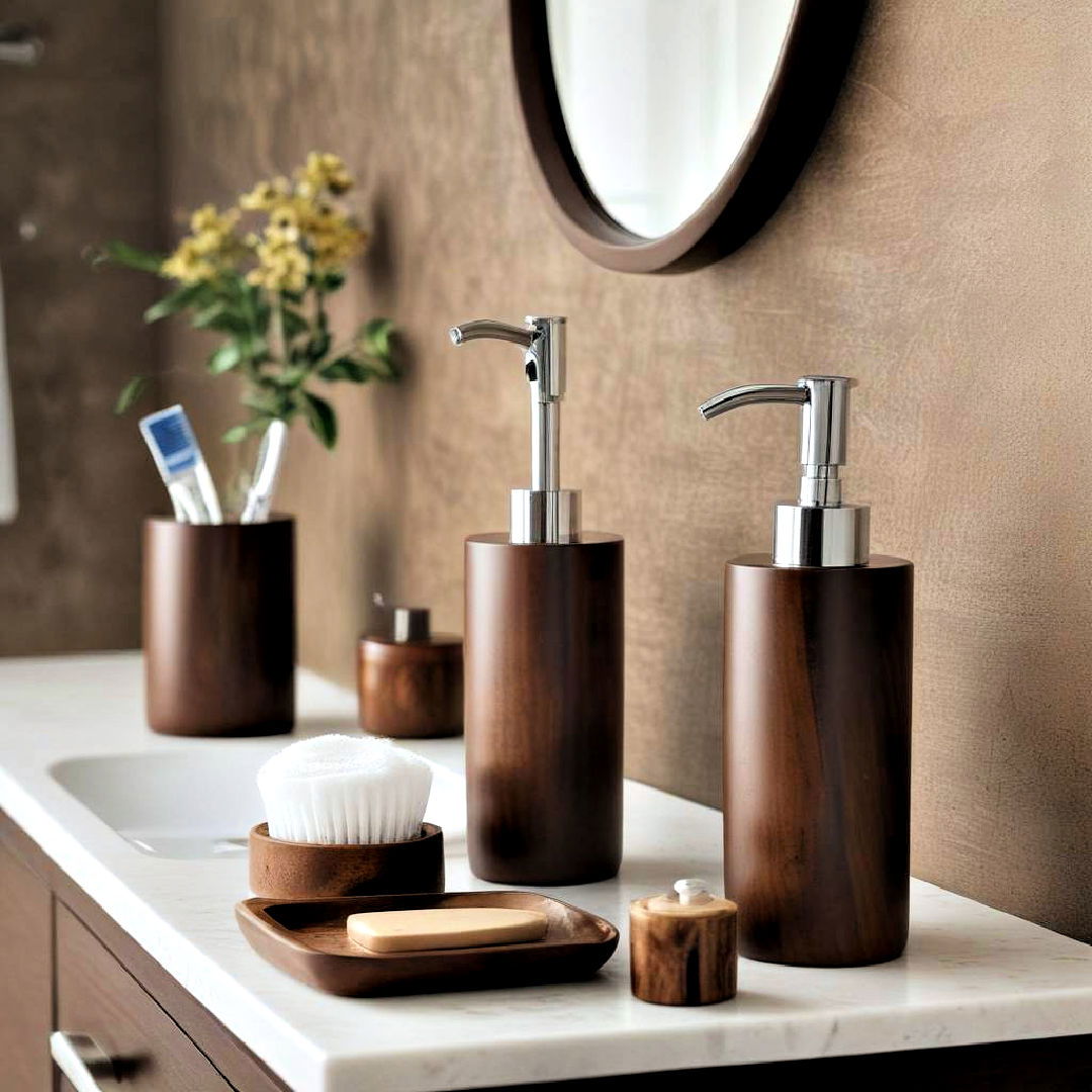 brown bathroom with umber accessories - 25 Brown Bathroom Ideas