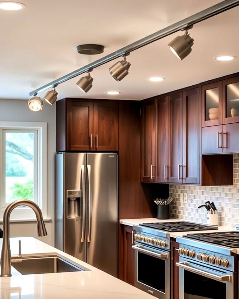 brushed nickel finish track lighting - 20 Kitchen Track Lighting Ideas