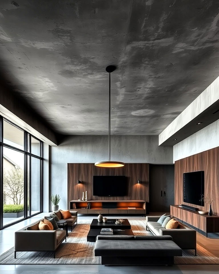 brutalist aesthetic concrete ceiling - 20 Brutalism Interior Design Ideas
