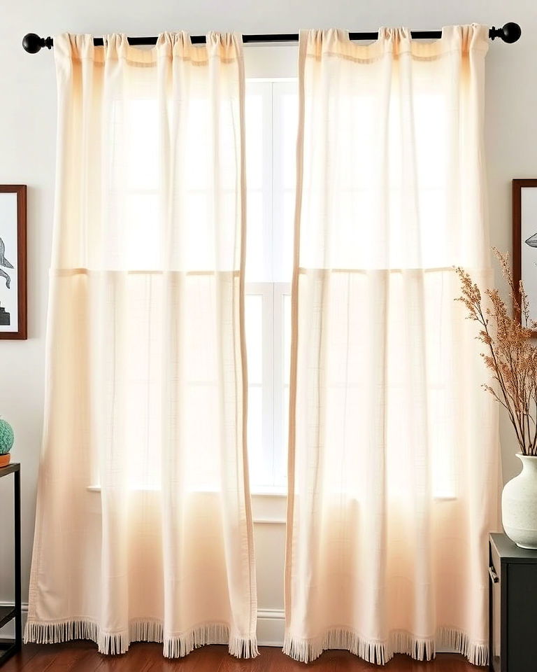 budget friendly drop cloth curtains - 40 Farmhouse Window Treatment Ideas