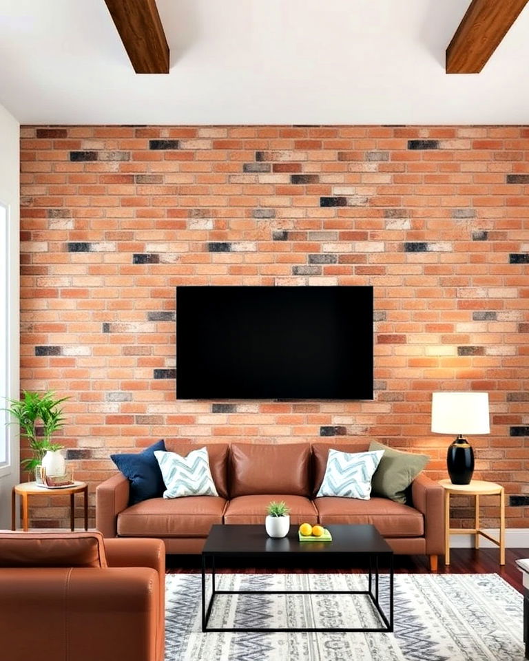 budget friendly faux brick panels - 20 Brick Accent Wall Ideas