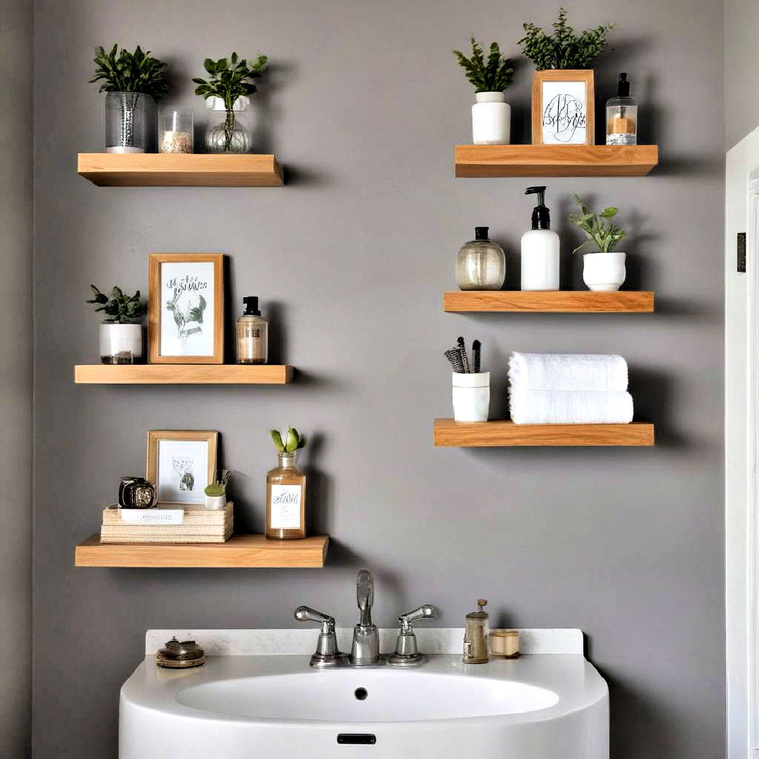 budget friendly floating shelves - 25 Small Bathroom Ideas on a Budget