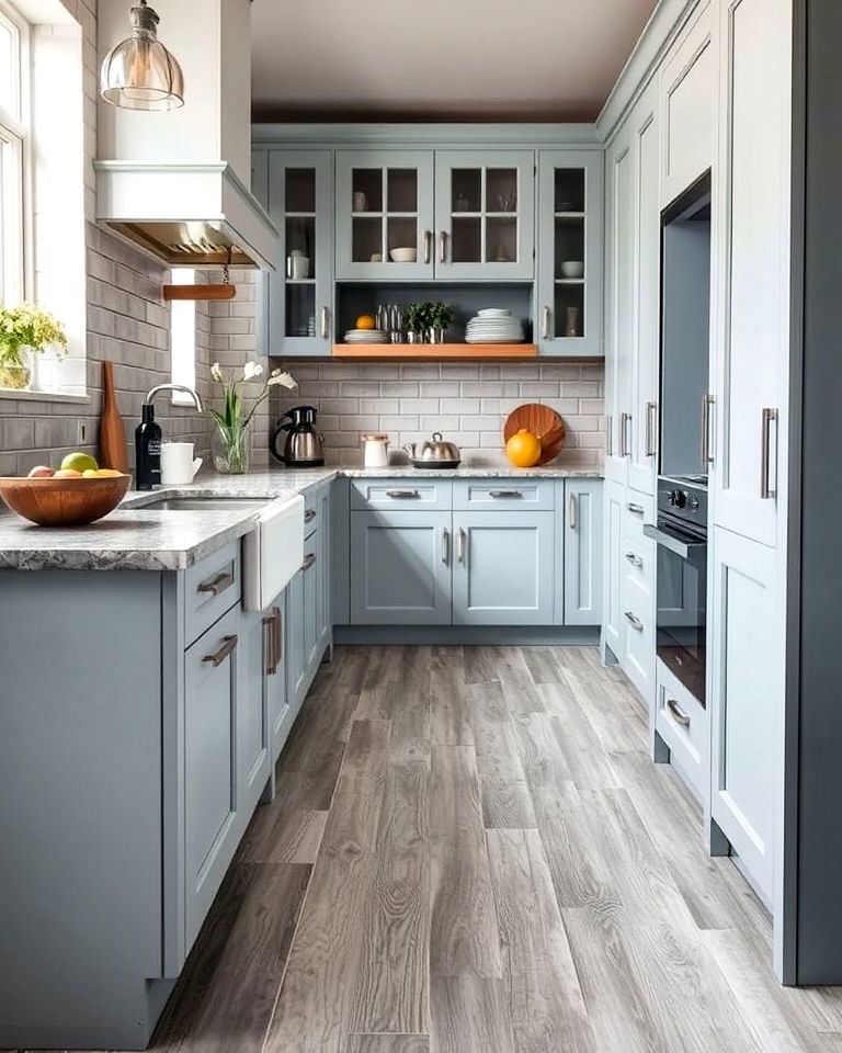 budget friendly grey vinyl flooring - 20 Kitchens With Grey Floors