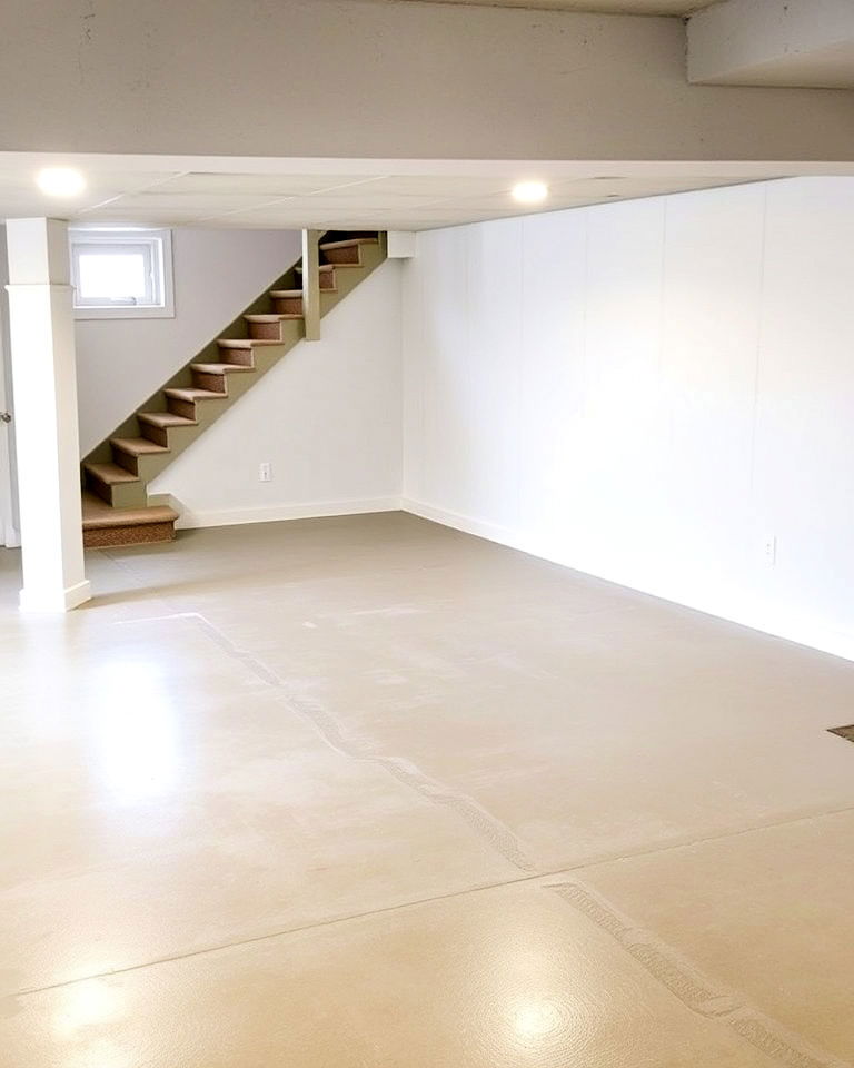 budget friendly painted concrete floor - 20 Concrete Basement Floor Ideas