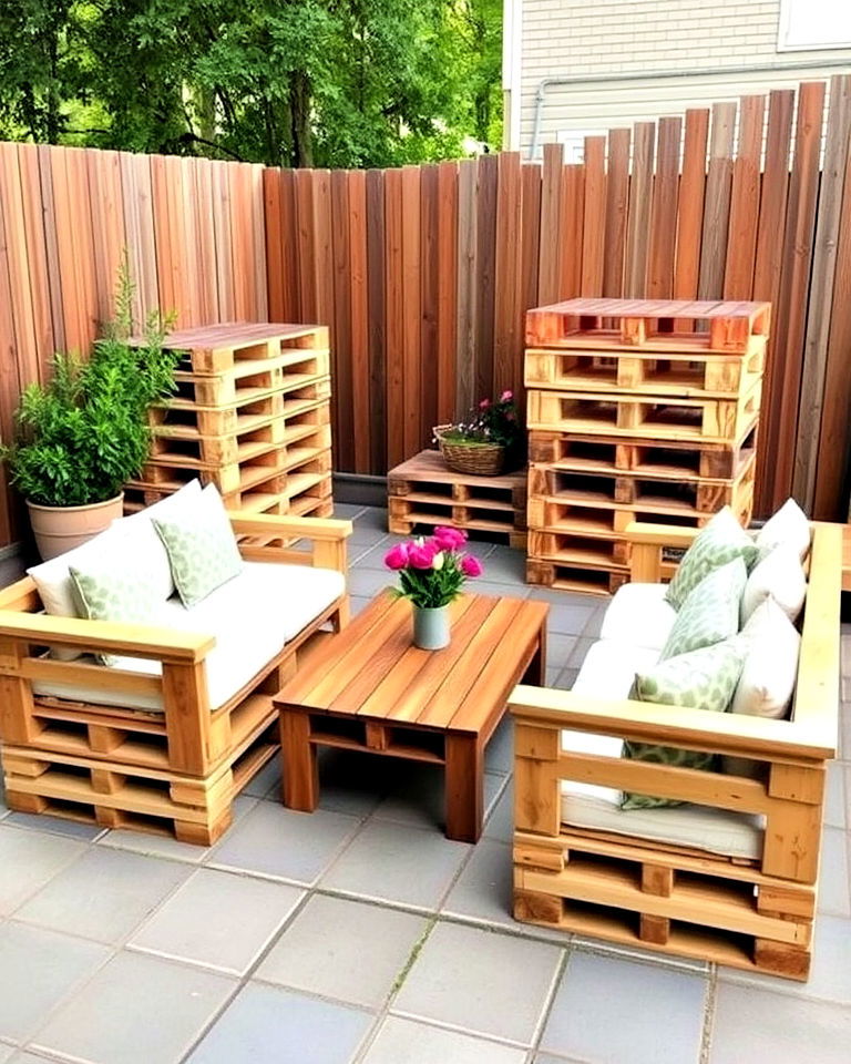 budget friendly pallet patio furniture set - 40 Pallet Furniture Ideas