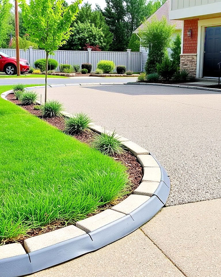 budget friendly plastic landscape edging - 30 Driveway Edging Ideas