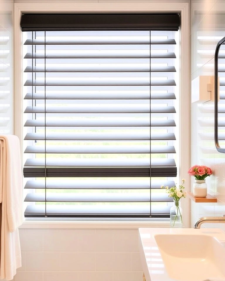 budget friendly pvc blinds for bathroom window - 30 Bathroom Window Treatment Ideas