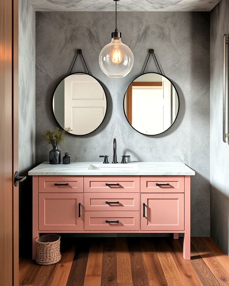 budget friendly rustic concrete overlay countertop - 20 Bathroom Countertop Ideas