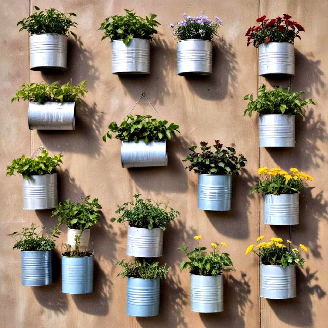 budget friendly tin planters - 40 Container Garden Ideas