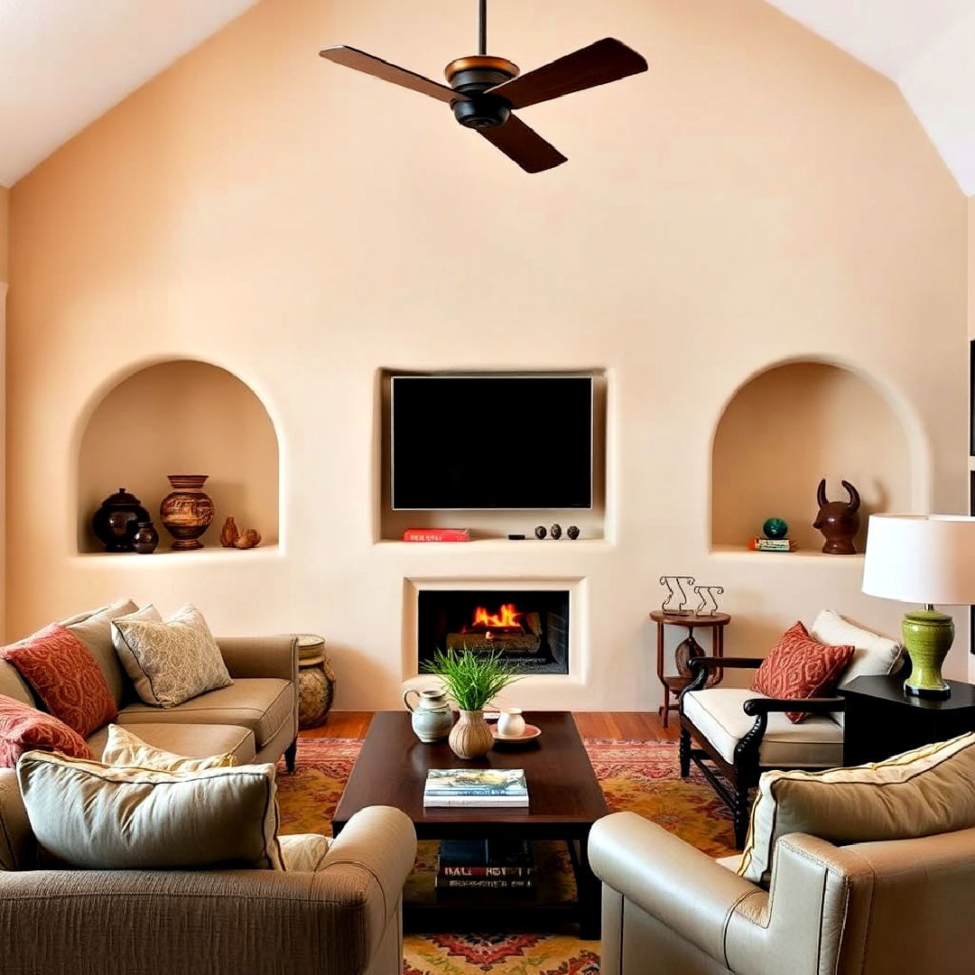 built in arched recessed kiva niches - 25 Southwestern Living Room Ideas