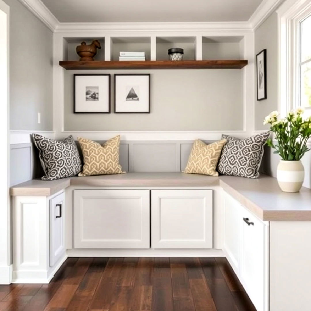 built in banquette with sliding door - 40 Banquette Seating Ideas
