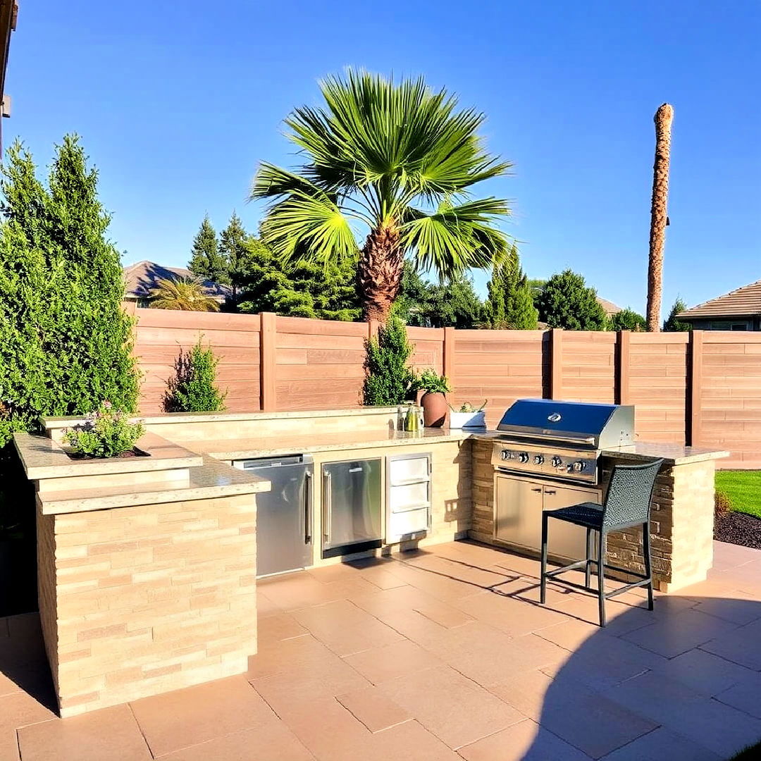 built in bar with l shaped outdoor kitchen - 20 L Shaped Outdoor Kitchen Ideas