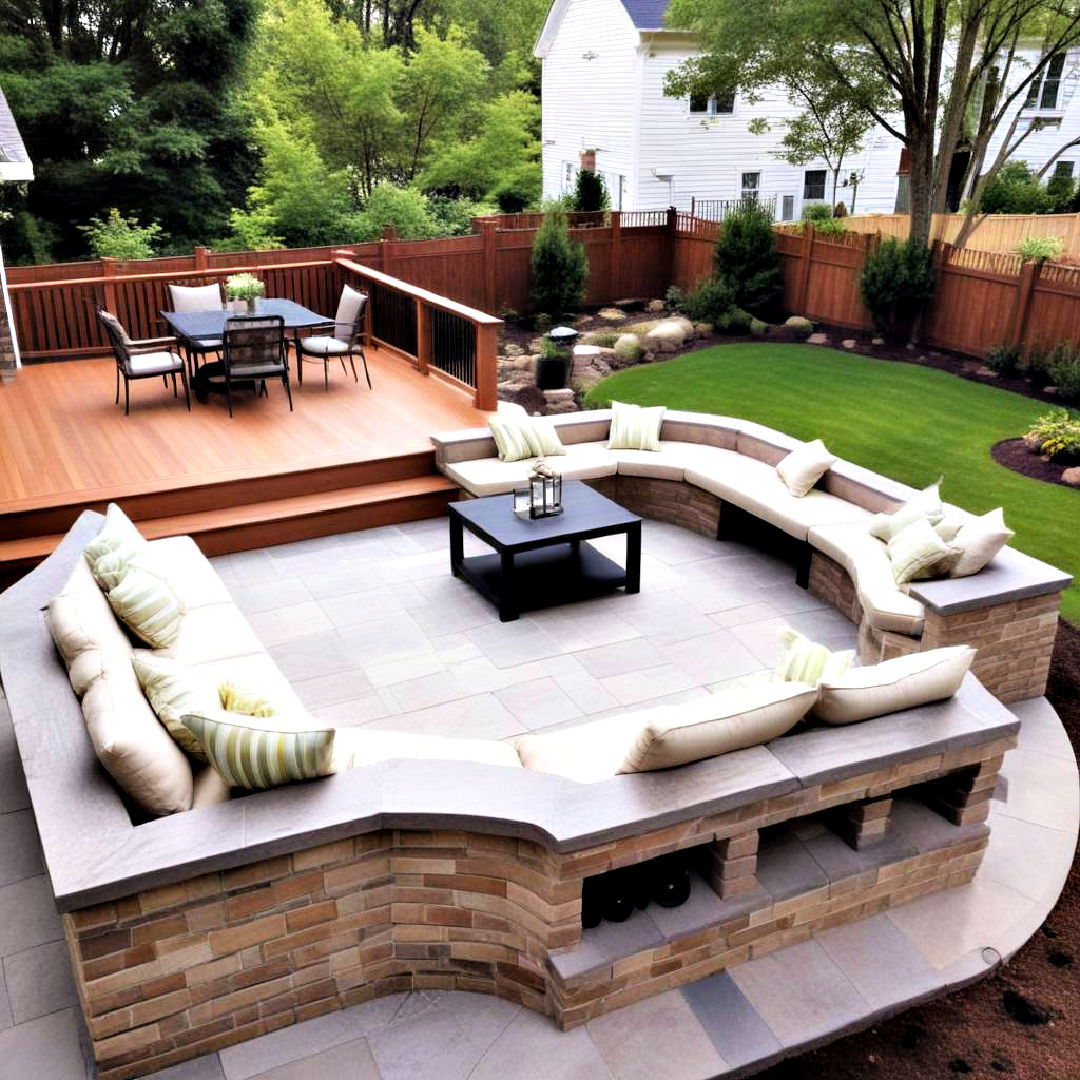 built in bench patio and deck - 30 Deck and Patio Combination Ideas