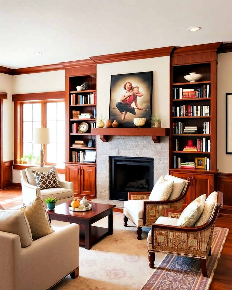 built in bookcases design - 30 Craftsman Living Room Ideas