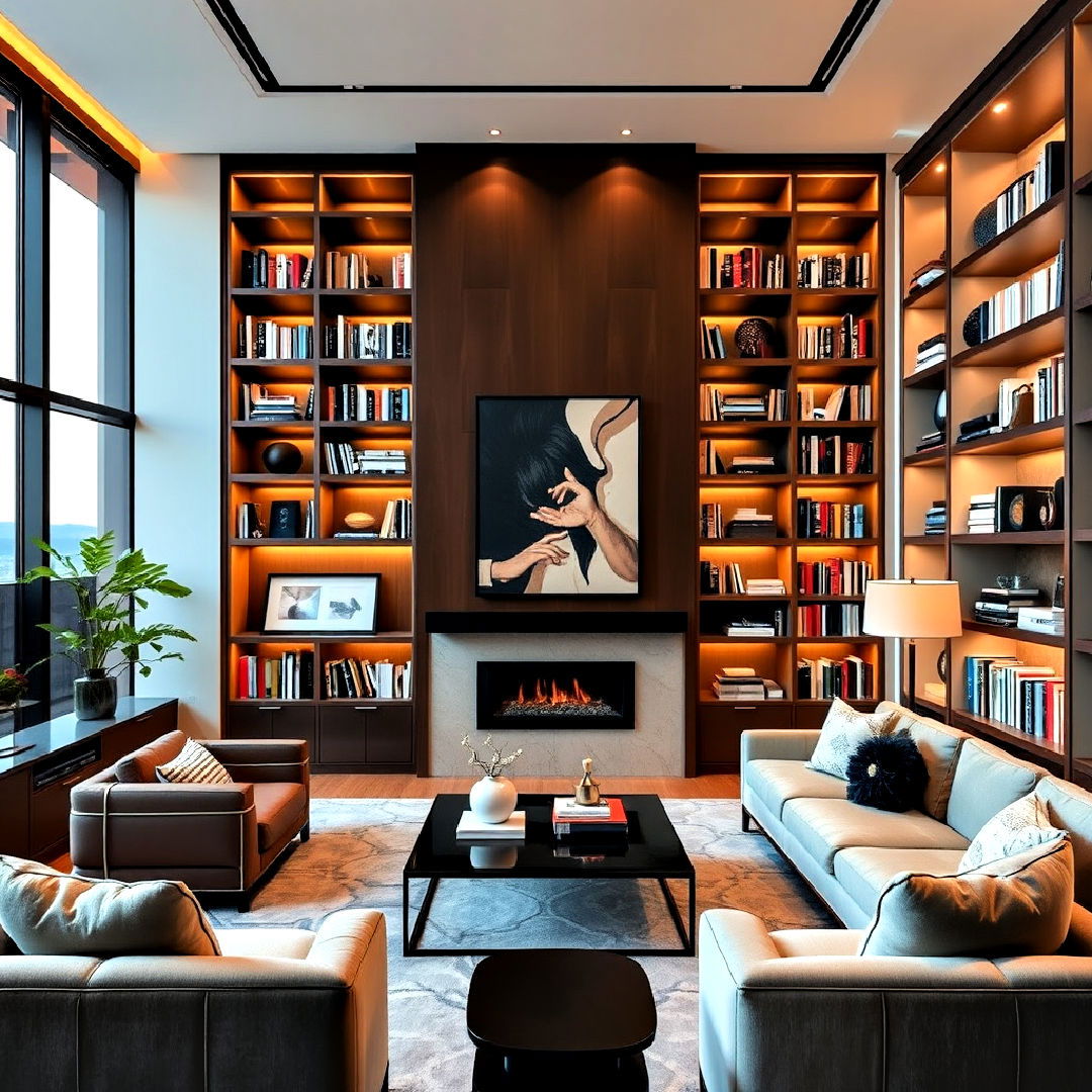 built in bookcases for penthouse - 25 Penthouse Design Ideas