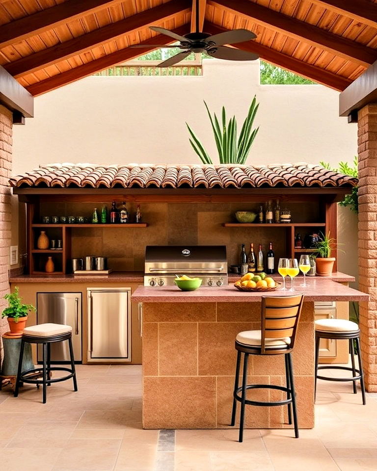 built in cantina bar for mexican outdoor kitchen - 20 Mexican Outdoor Kitchen Ideas