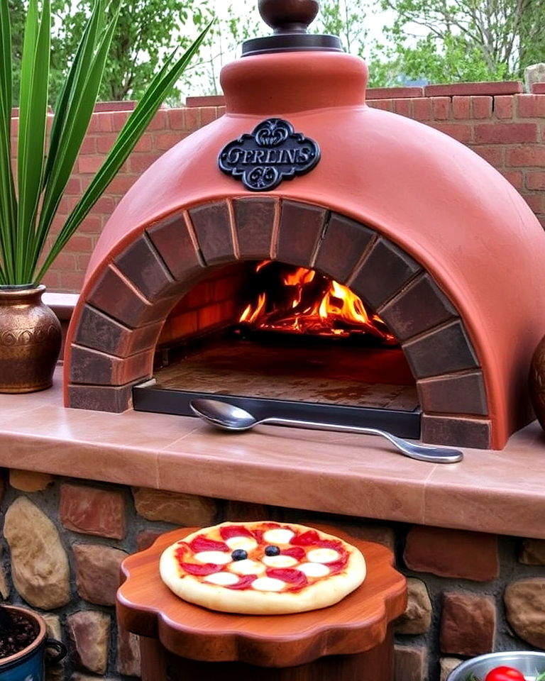built in clay pizza oven for mexican outdoor kitchen - 20 Mexican Outdoor Kitchen Ideas