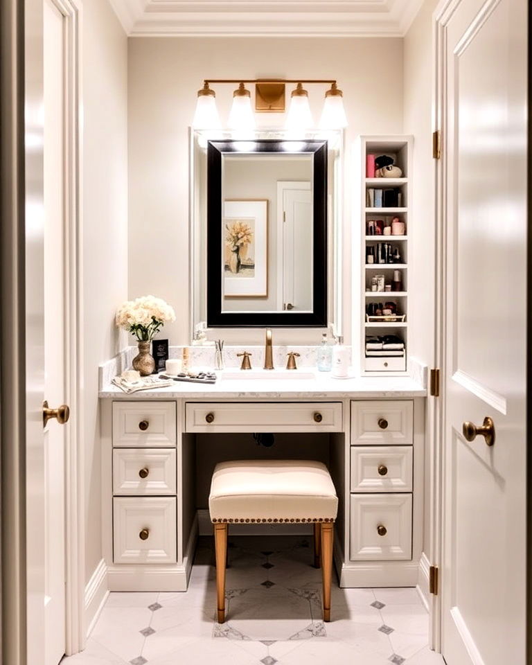 built in makeup vanity for primary bathroom - 40 Primary Bathroom Ideas