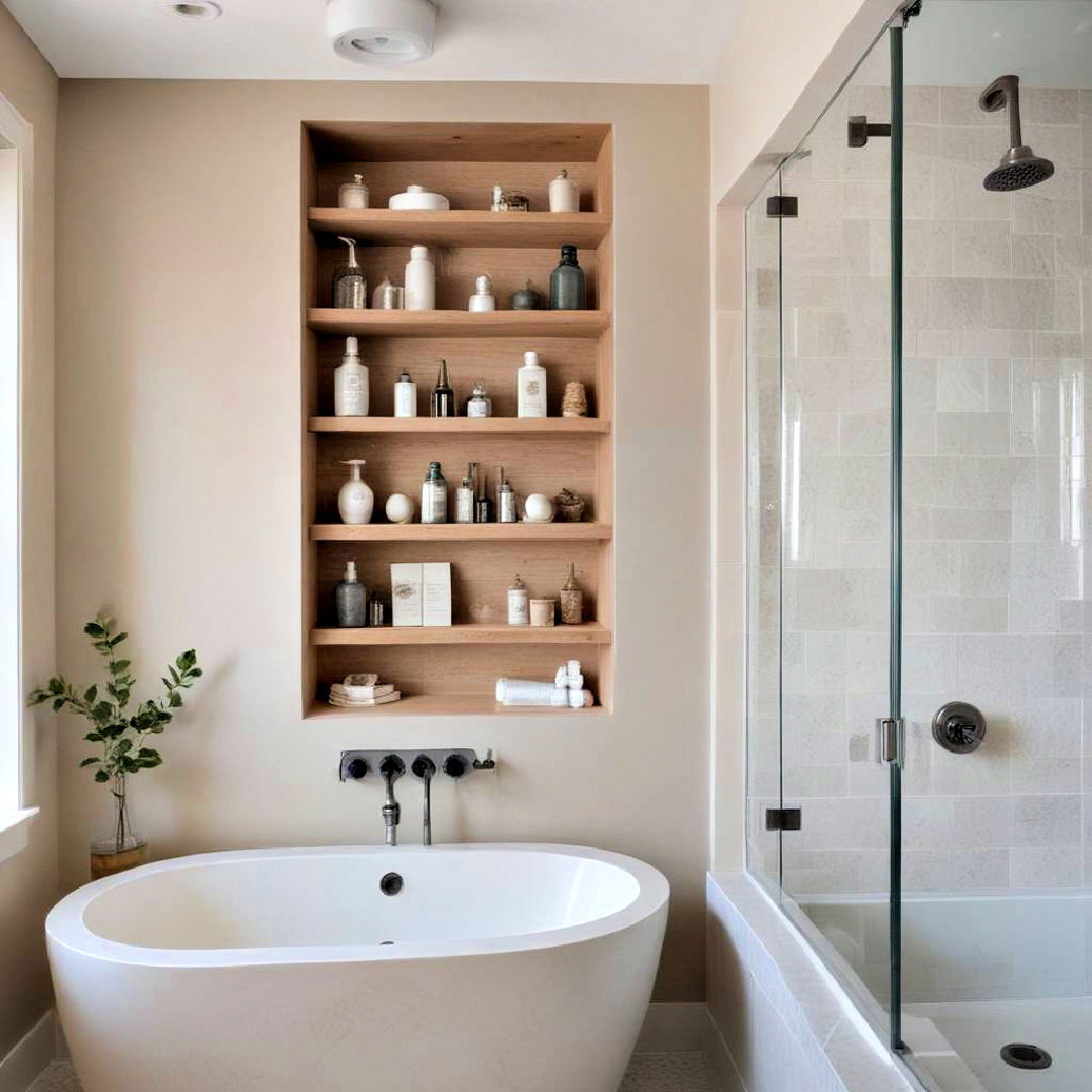 built in niche for wall storage - 15 Bathroom Wall Storage Ideas