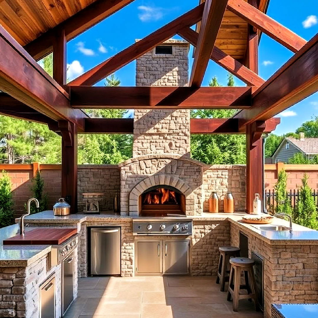 built in pizza oven with outdoor kitchen - 20 L Shaped Outdoor Kitchen Ideas