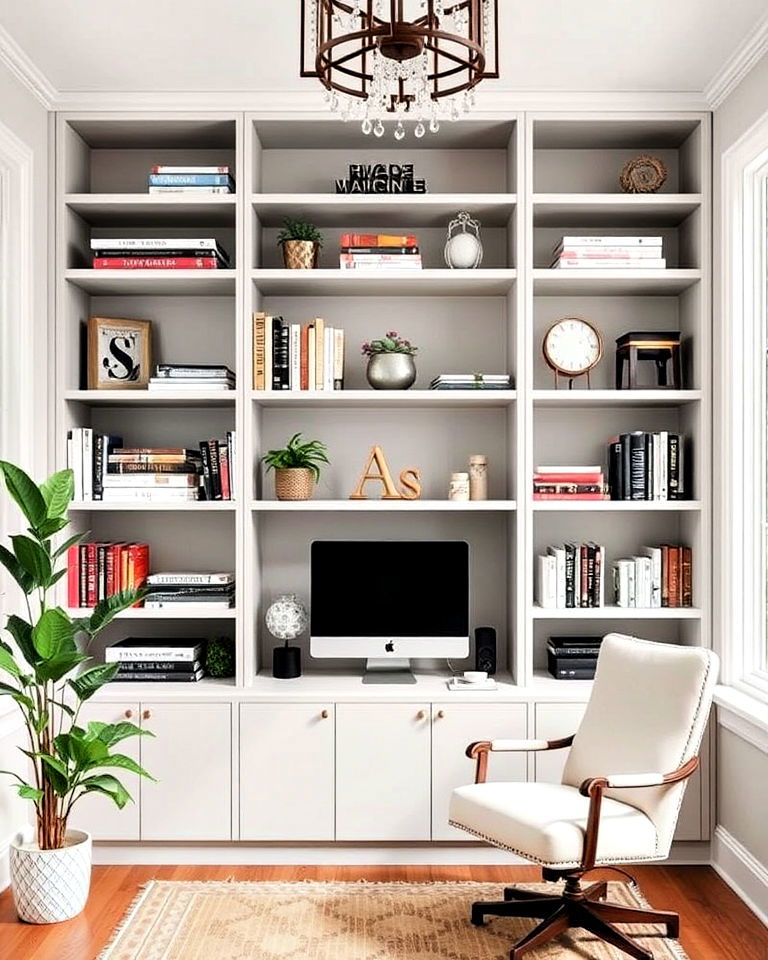 built in shelving for sunroom office - 20 Sunroom Office Ideas