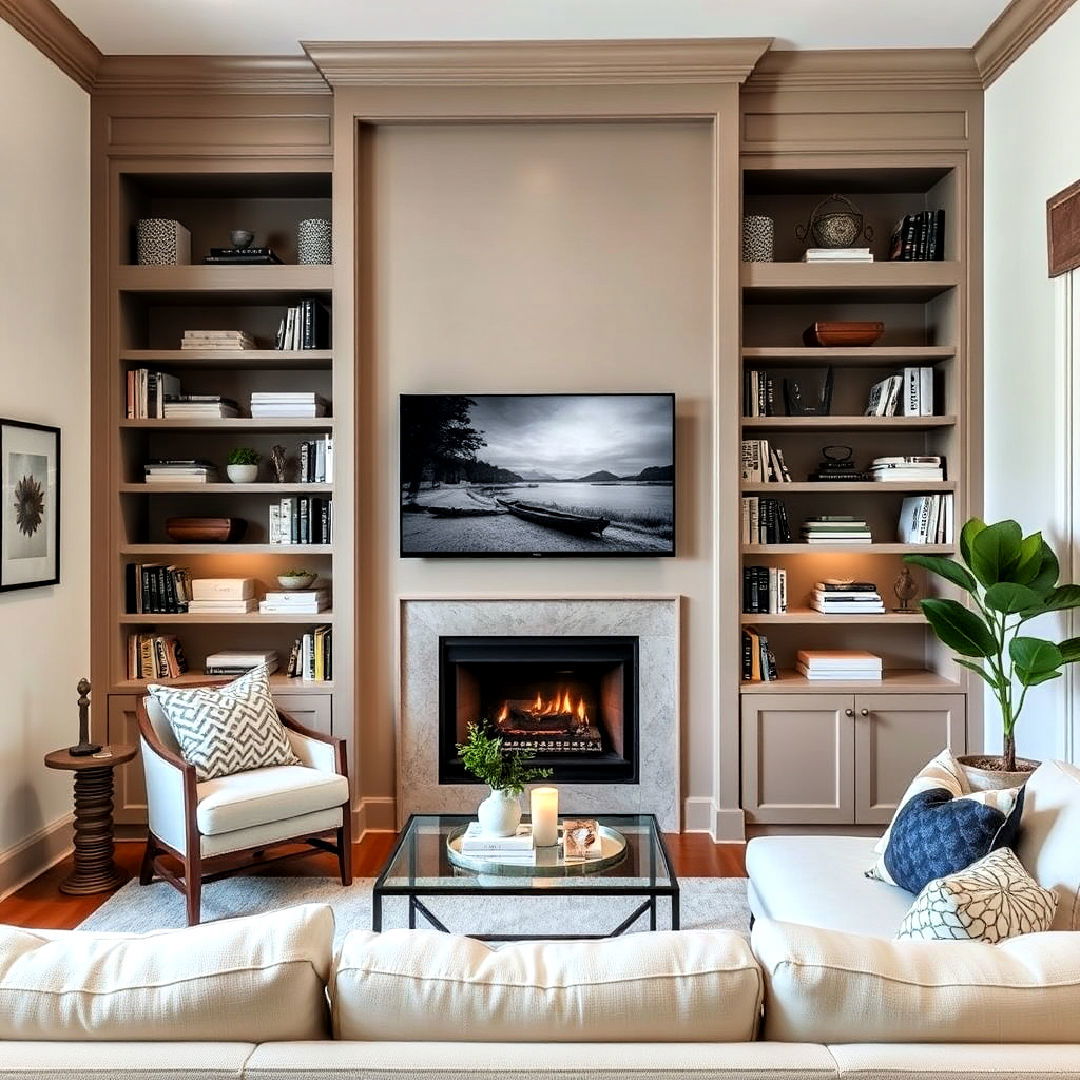 built in shelving unit ideas - 40 Transitional Living Room Ideas