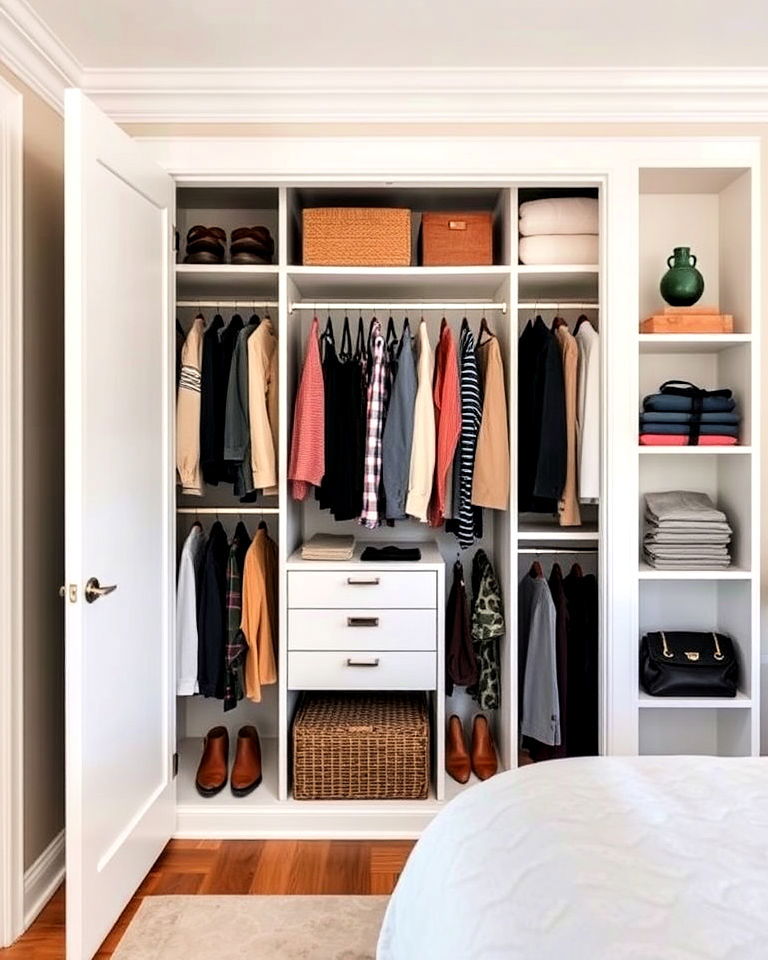 built in shelving with closet nook - 30 Open Closet Ideas