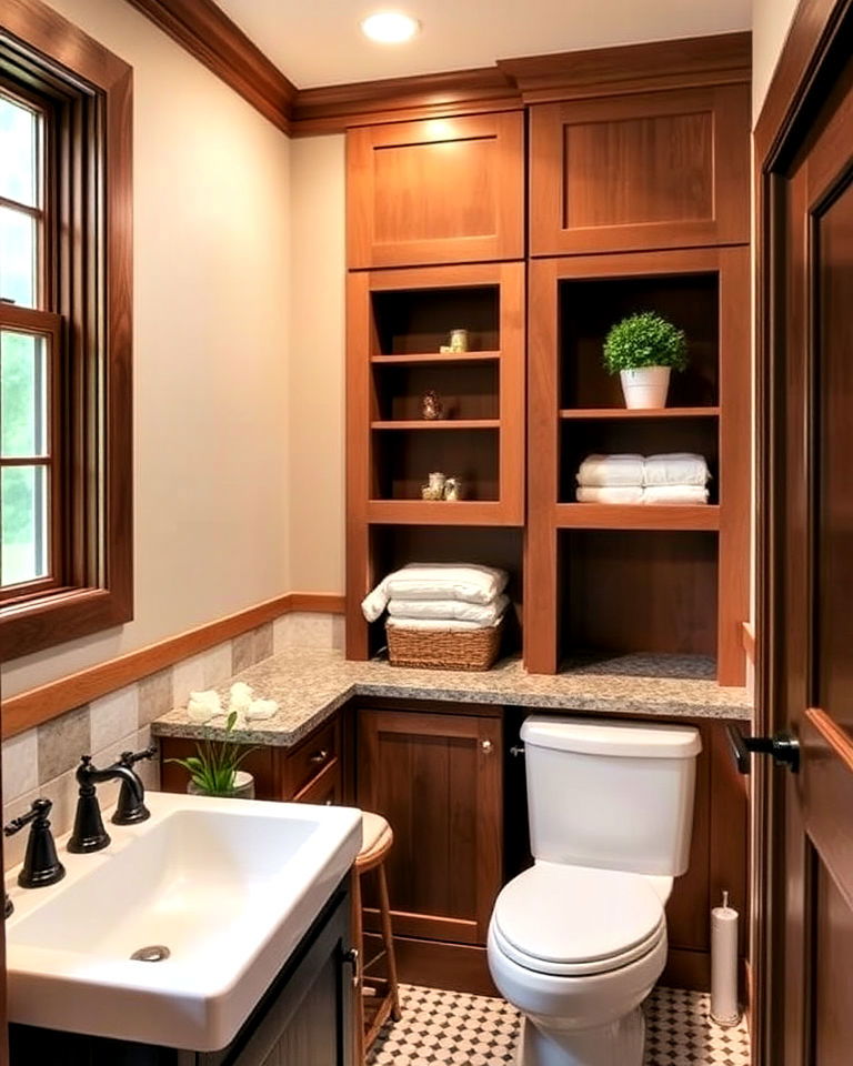 built in storage for craftsman bathroom - 30 Craftsman Bathroom Ideas