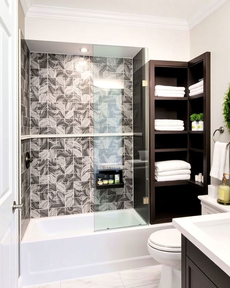 built in storage solutions for primary bathroom - 40 Primary Bathroom Ideas