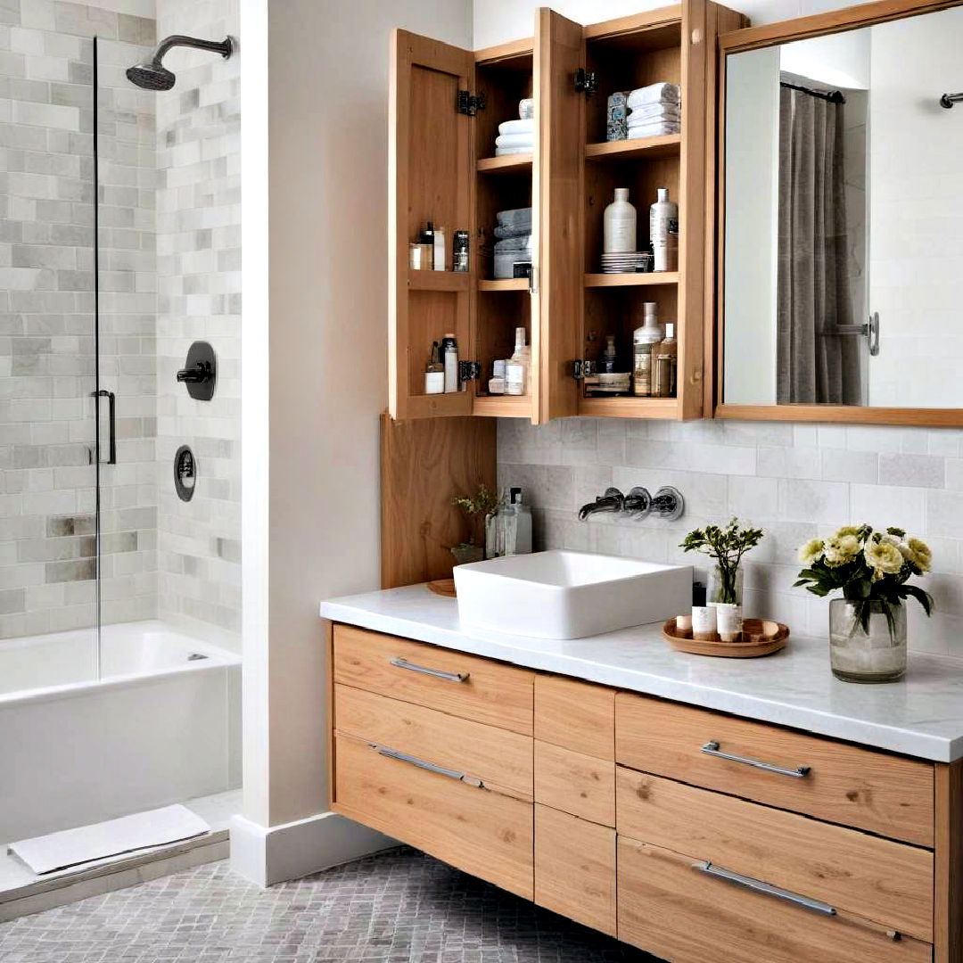 built in vanity drawers - 40 Bathroom Design Ideas
