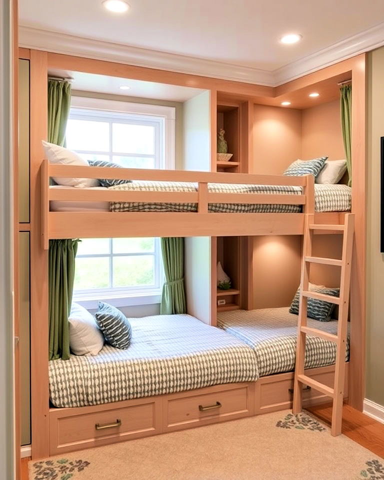 bunk bed nook to maximize sleeping space - 15 Bed Nook Ideas
