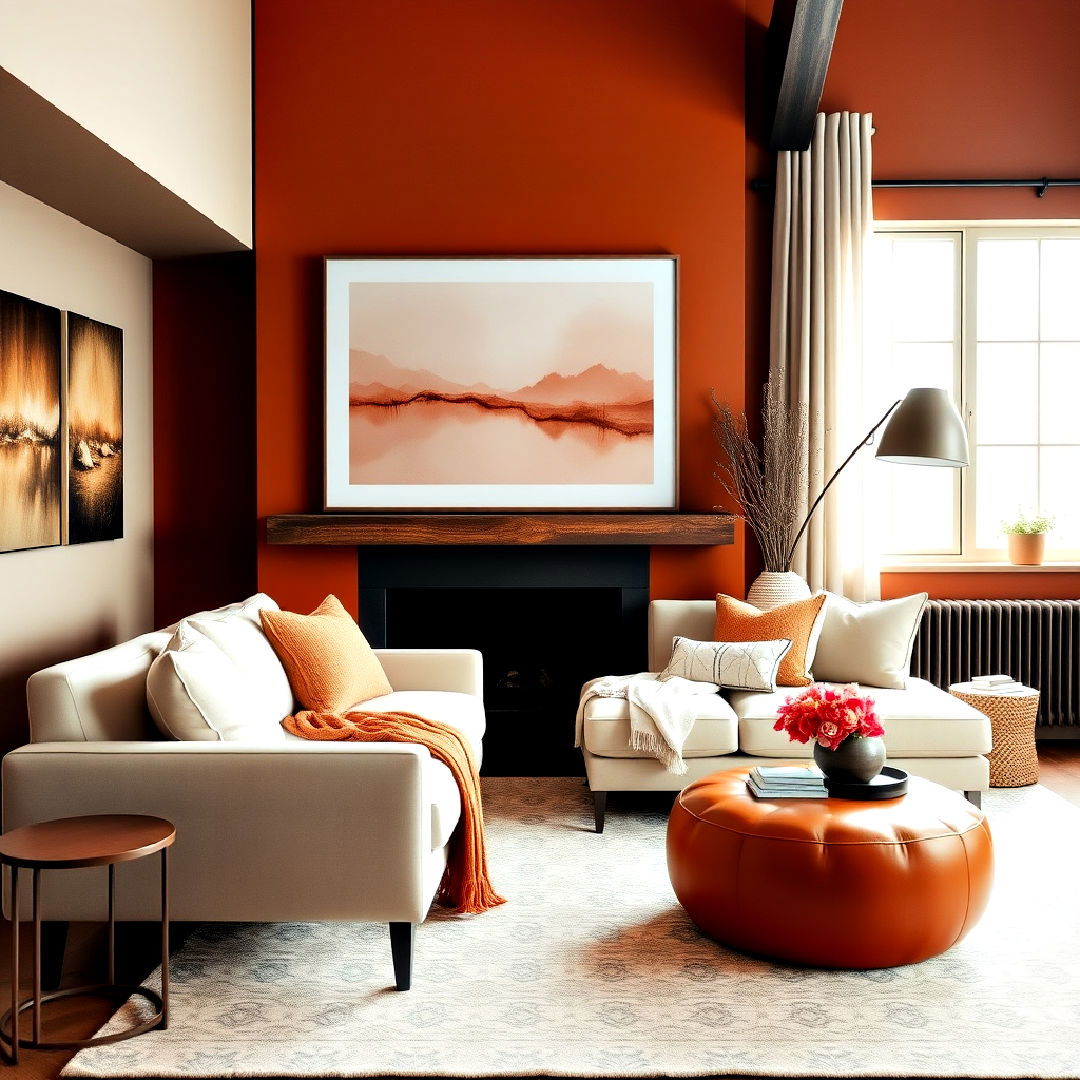 burnt orange and cream for living room - 40 Warm Color Palettes for Every Room in the House