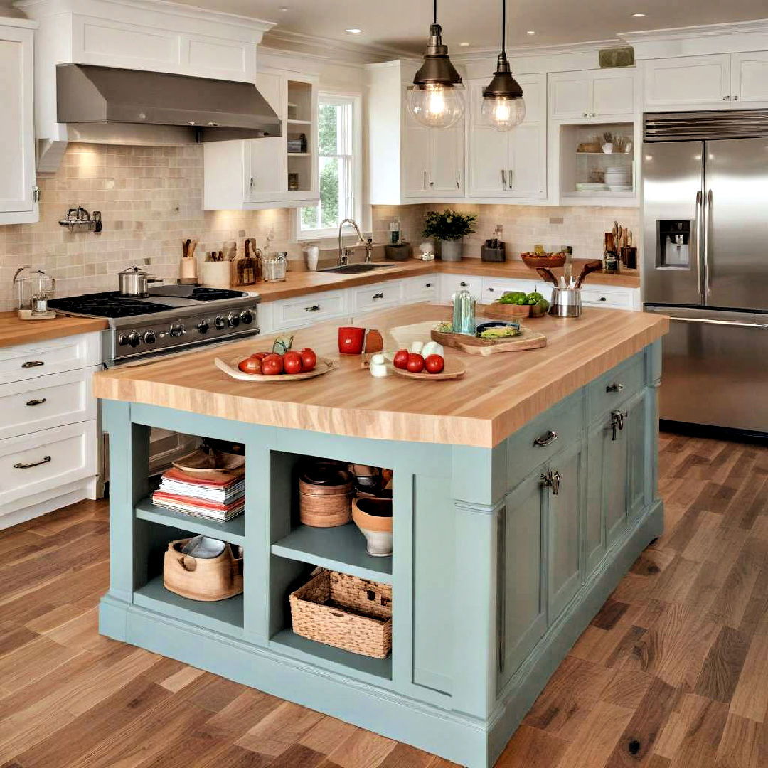 butcher block countertop - 40 Kitchen Island Ideas