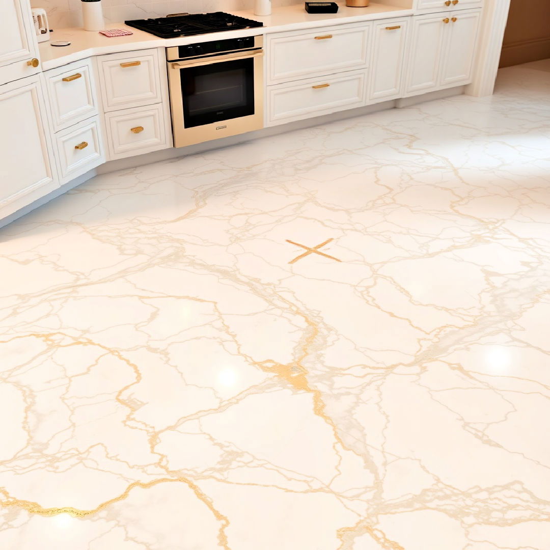 calacatta marble floor desing - 20 Marble Kitchen Floor Ideas