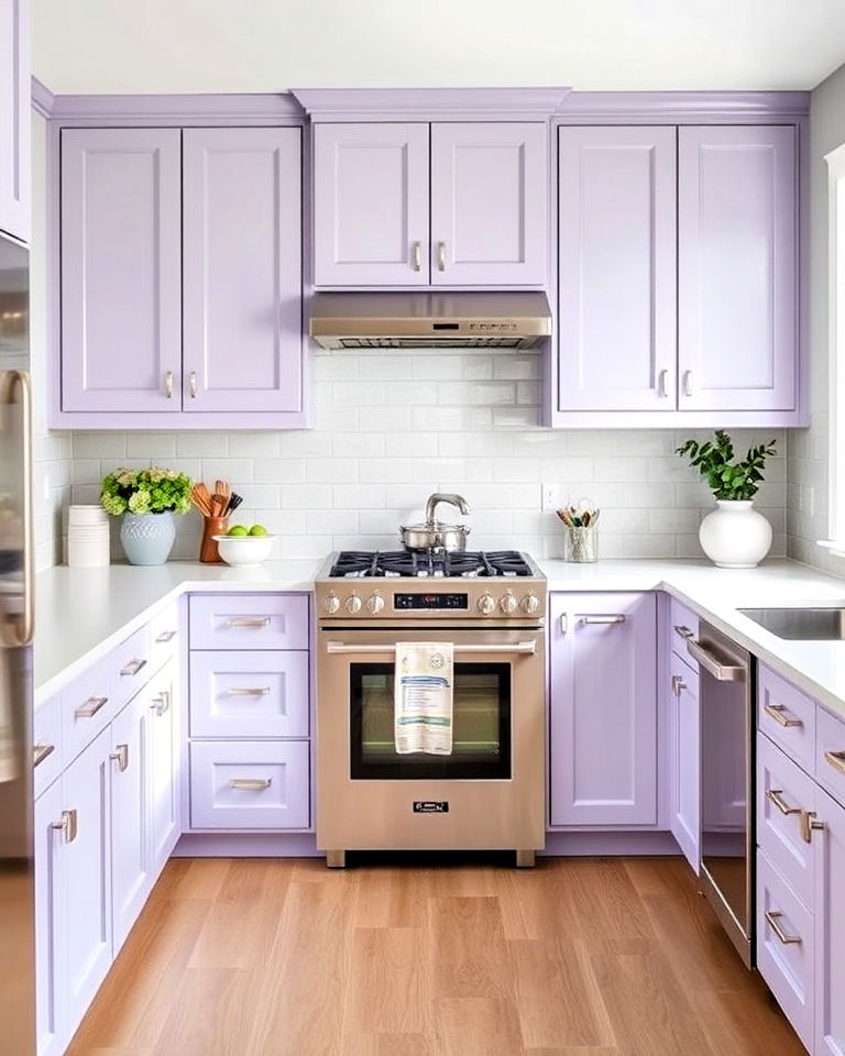 calming light lavender cabinets for kitchen - 40 Kitchen Cabinet Color Ideas