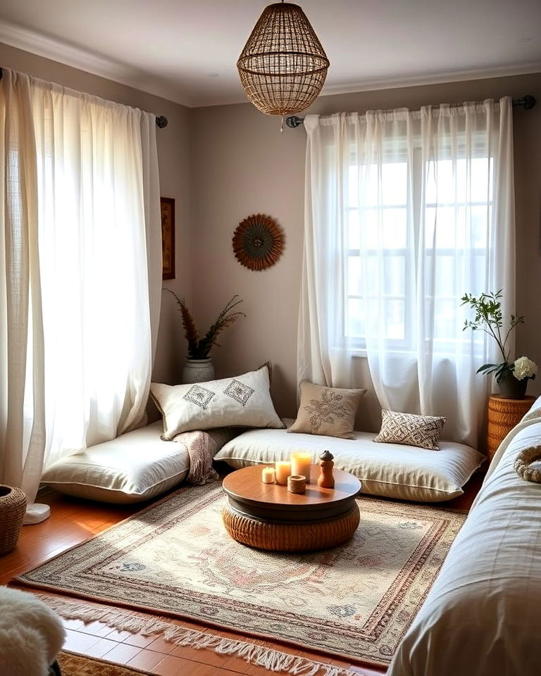 calming zen meditation corner - 25 Hippie Bedroom Ideas
