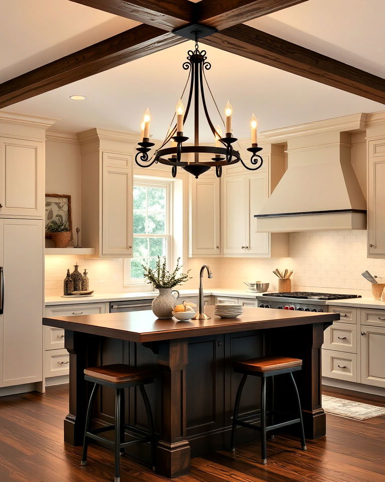 candle style chandelier for timeless elegance - 20 Kitchen Island Lighting Ideas