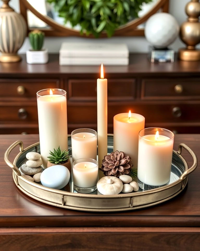 candle tray display for touch of elegance - 15 Decorating With Candles